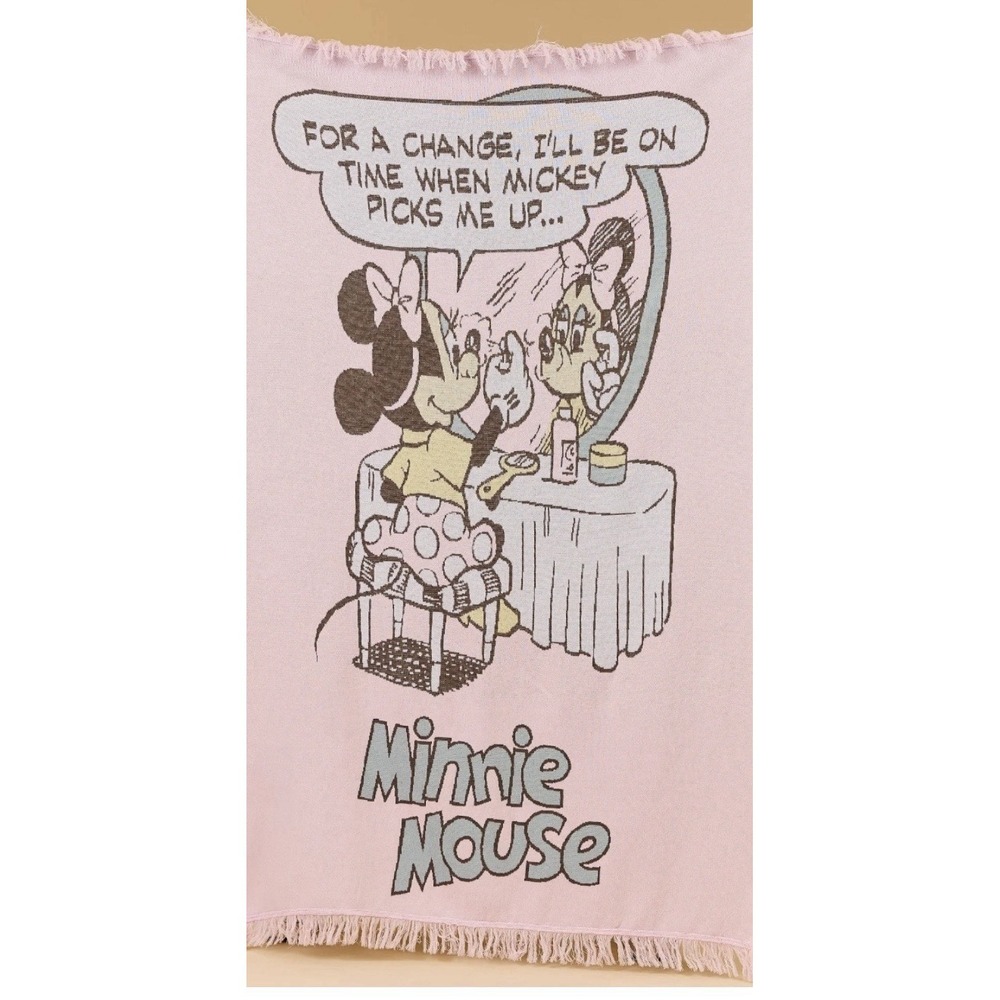 Cakeworthy Disney Minnie Mouse Comic Woven Knit Throw Blanket Pink NEW